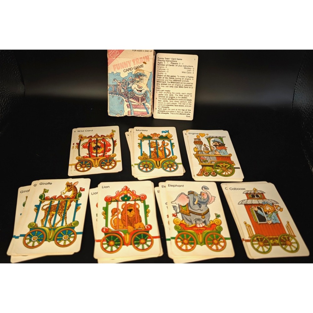 Vintage 1982 Funny Train Card Game International Games UNO Makers Incomplete